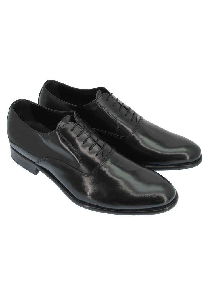 Spatarella Stringate uomo in pelle nera lucida con fondo in cuoio Bestseller