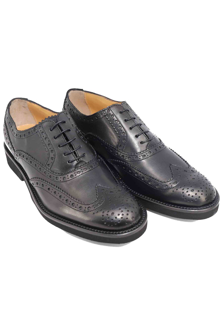 Spatarella Stringate uomo in pelle nera con impunture all'inglese e suola in gomma ultra leggera Comprane uno, ottenene uno gratis