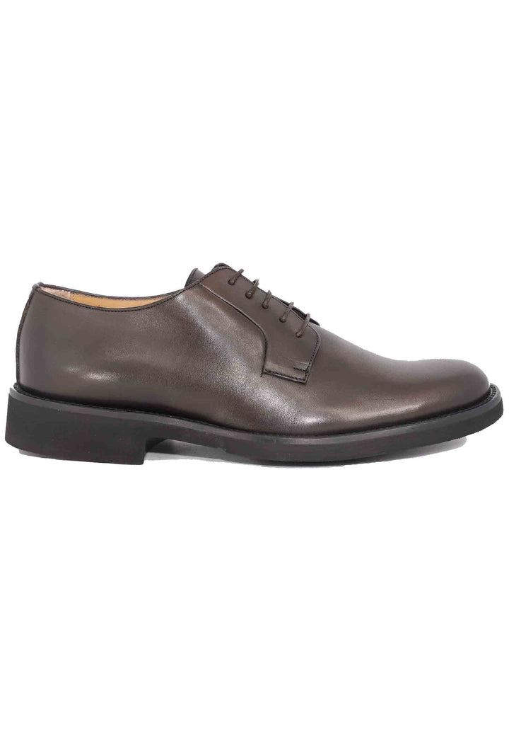 Spatarella Stringate uomo in pelle marone con suola in gomma ultra leggera e punta tonda