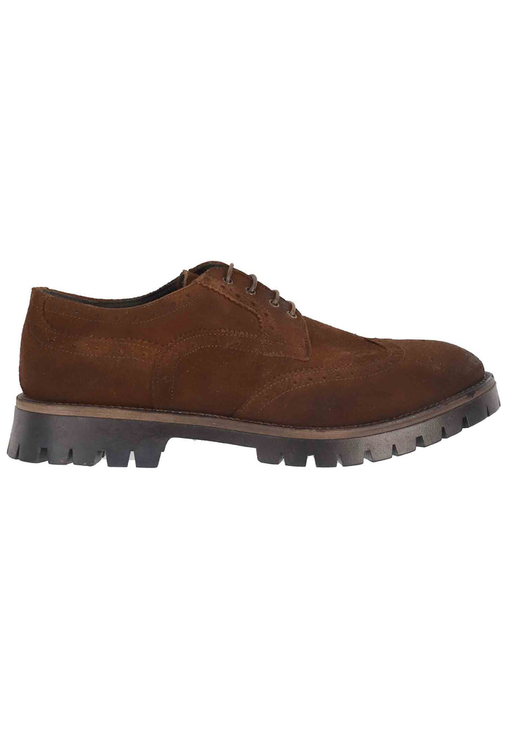 Spatarella Stringate da uomo in camoscio cuoio con impunture all'inglese e suola carrarmato Super Saving Price