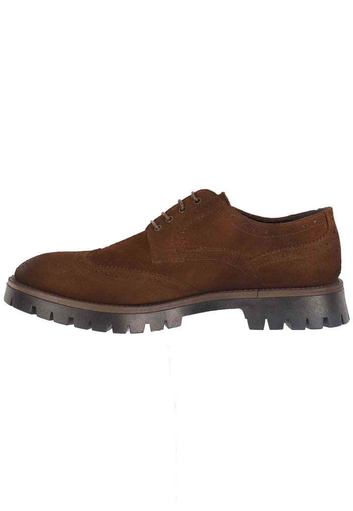 Spatarella Stringate da uomo in camoscio cuoio con impunture all'inglese e suola carrarmato Super Saving Price