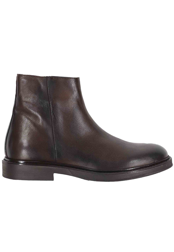 Spatarella Stivaletti uomo in pelle testa di moro con zip laterale e suola in gomma Offerta settimanale