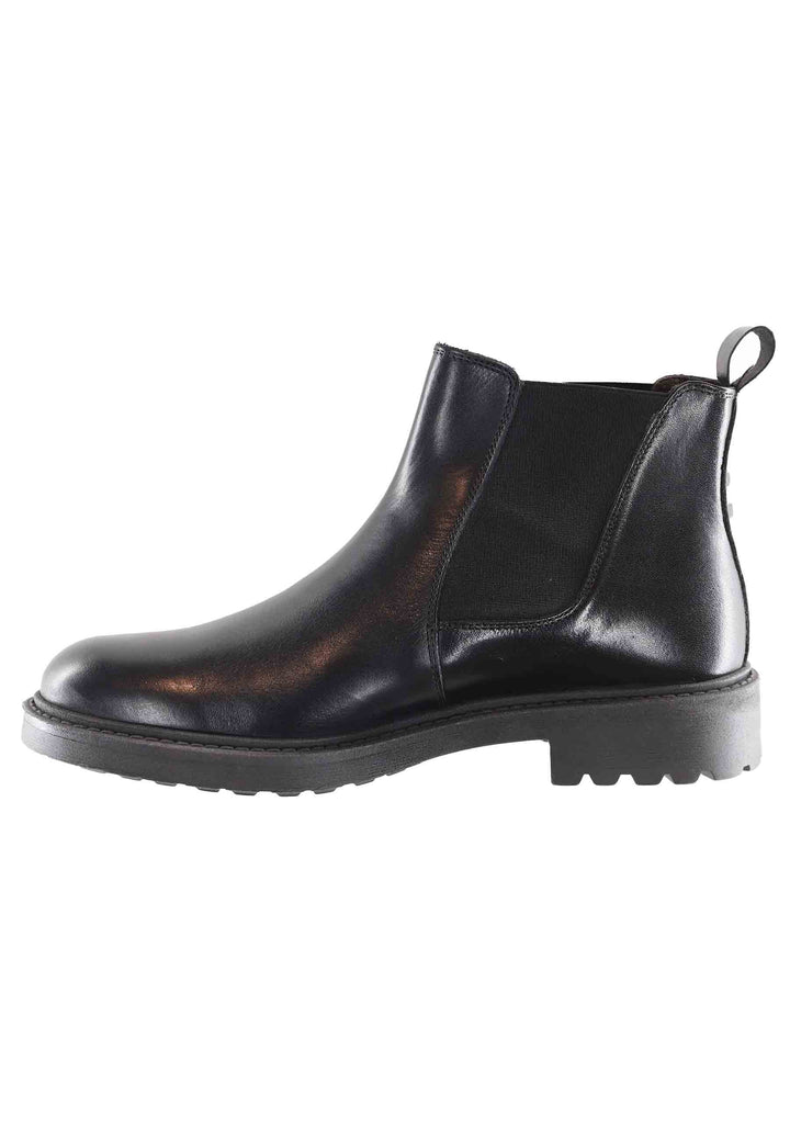 Spatarella Stivaletti chelsea boot uomo in pelle nera con suola carrarmato Ultimo giorno