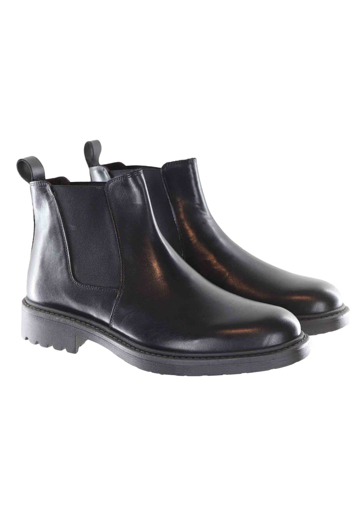 Spatarella Stivaletti chelsea boot uomo in pelle nera con suola carrarmato Ultimo giorno
