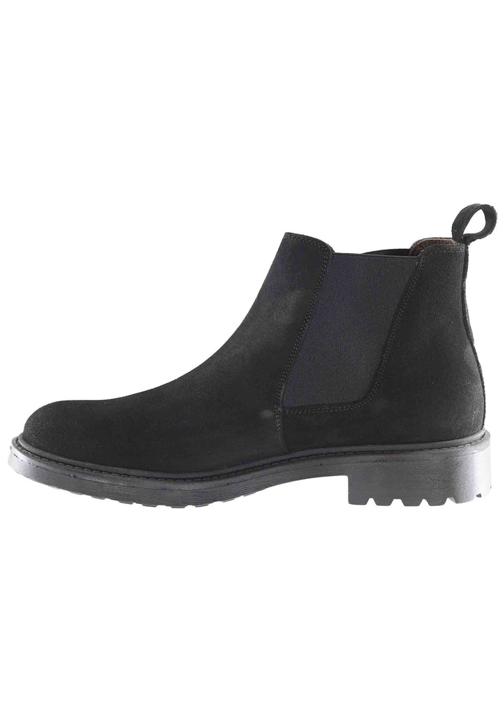 Spatarella Stivaletti chelsea boot uomo in camsocio nero con suola carrarmato Fino al 50% di sconto