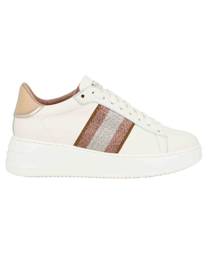 Spatarella Sneakers donna in pelle beige con banda laterale Only for today