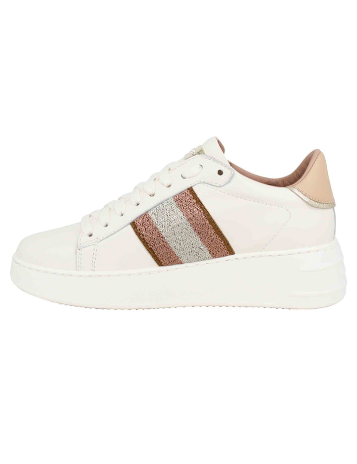 Spatarella Sneakers donna in pelle beige con banda laterale Only for today