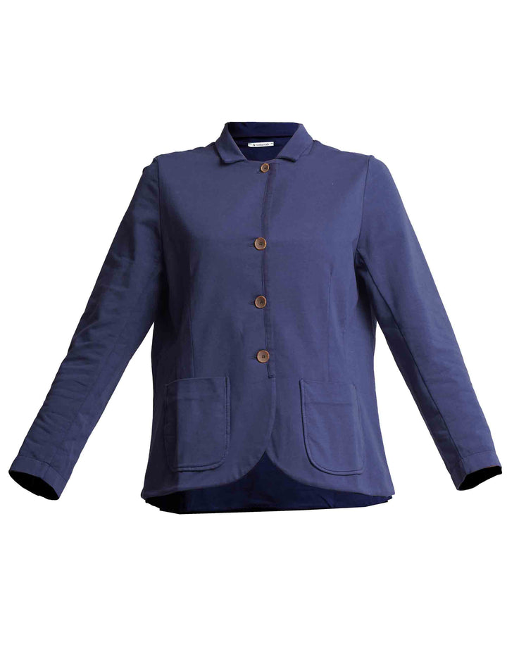 Spatarella Giacche sportive donna maniche lunghe in cotone blu