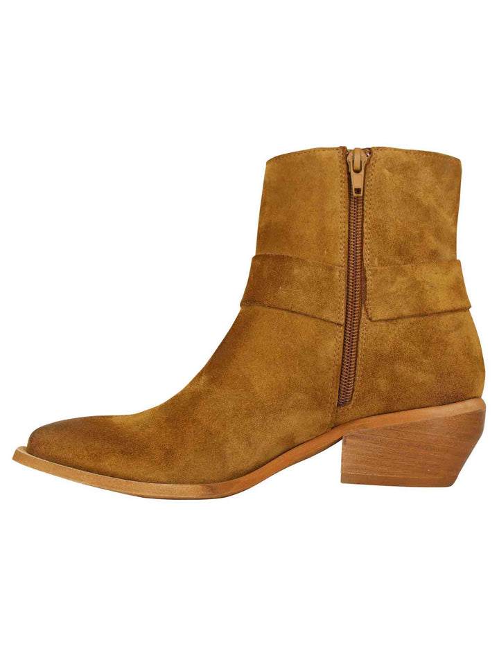 Spatarella Stivaletti texani donna in camoscio cuoio vintage con accessorio laterale Enormi sconti