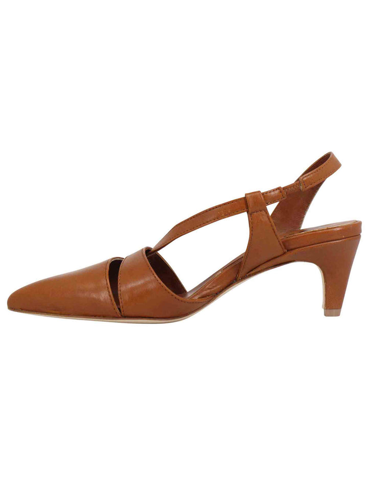 Spatarella Decollete slingback donna in pelle cuoio con tacco basso 50% di sconto con spedizione gratuita