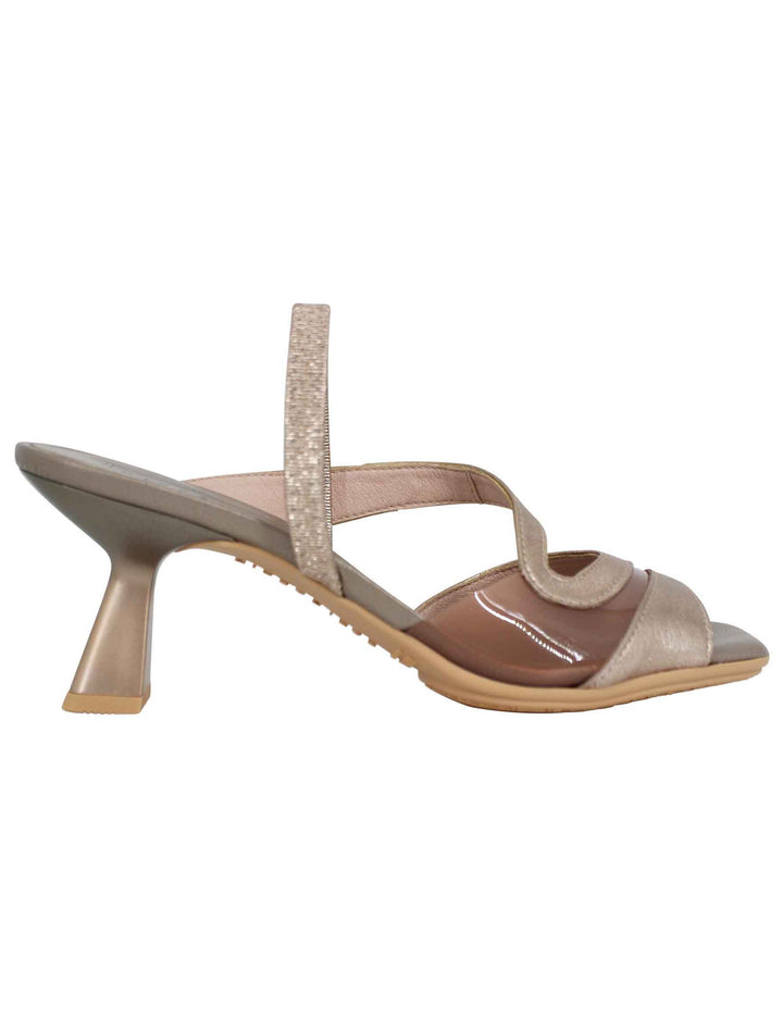 Spatarella Sandali slingback donna in pelle bronzo con punta quadra Italy