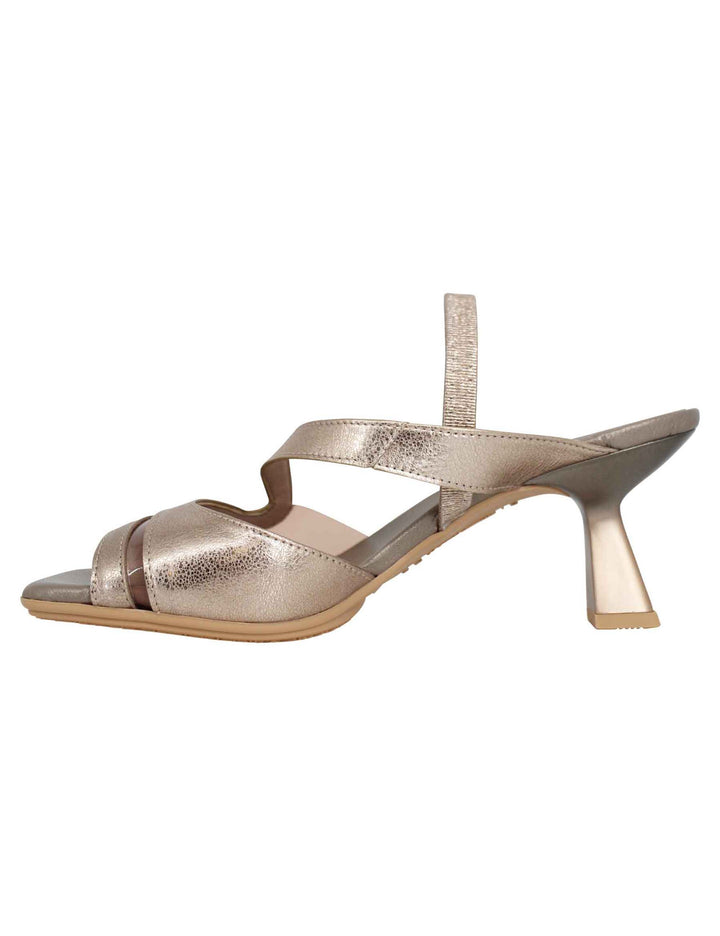 Spatarella Sandali slingback donna in pelle bronzo con punta quadra Italy