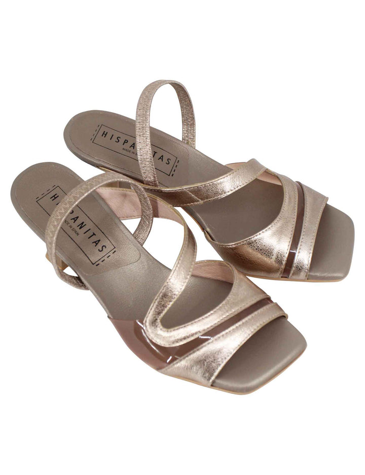 Spatarella Sandali slingback donna in pelle bronzo con punta quadra Italy