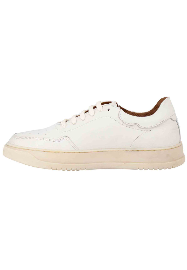 Spatarella Sneakers uomo in pelle vintage off white con suola in gomma cucita Promozione