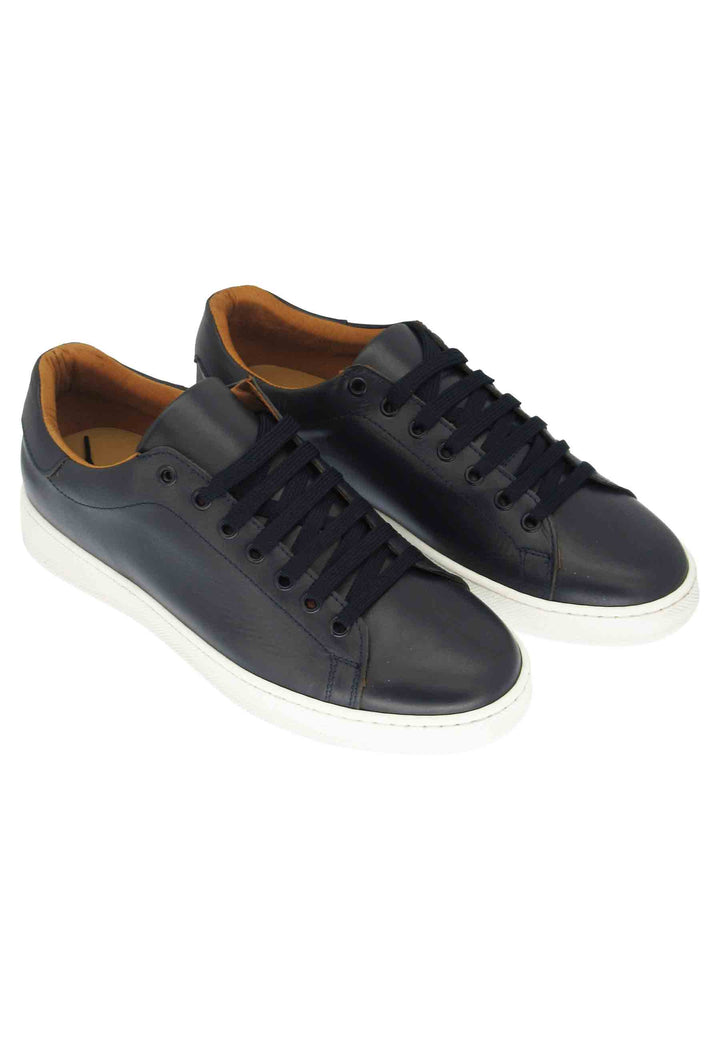 Spatarella Sneakers uomo in pelle blu con fondo in gomma Soddisfazione Garantita