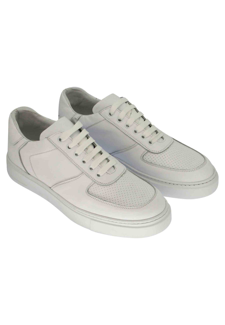 Spatarella Sneakers uomo in pelle bianca con cuciture e fondo in gomma Negozi Online