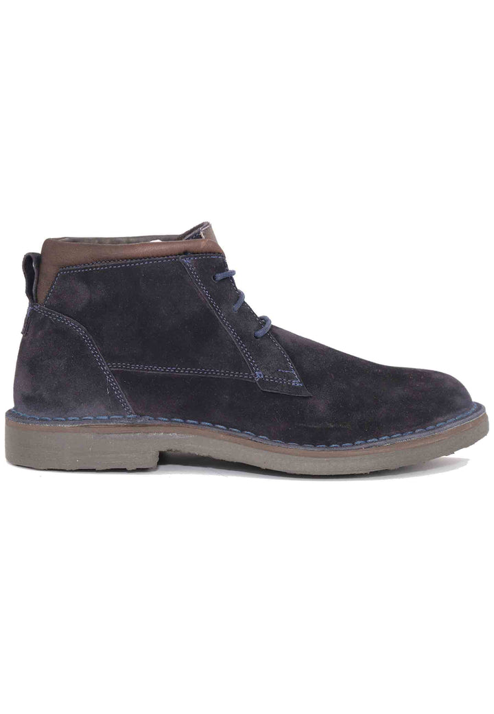 Spatarella Sivaletti polacchine stringate uomo in camoscio blu con suola in gomma Fino Al -60%
