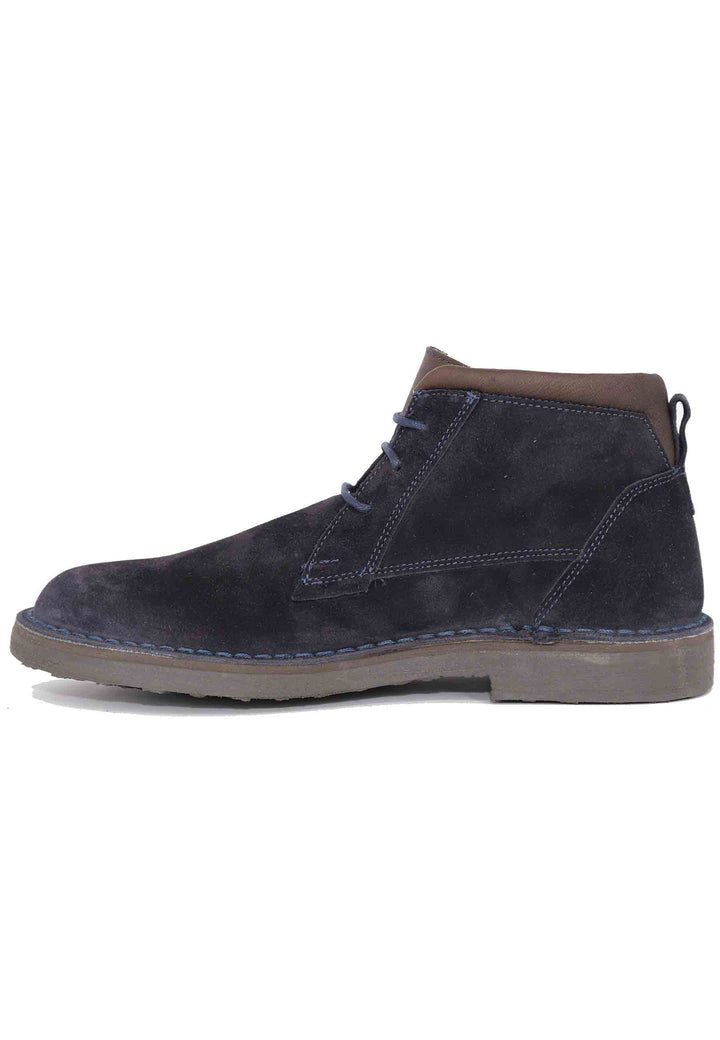 Spatarella Sivaletti polacchine stringate uomo in camoscio blu con suola in gomma Fino Al -60%