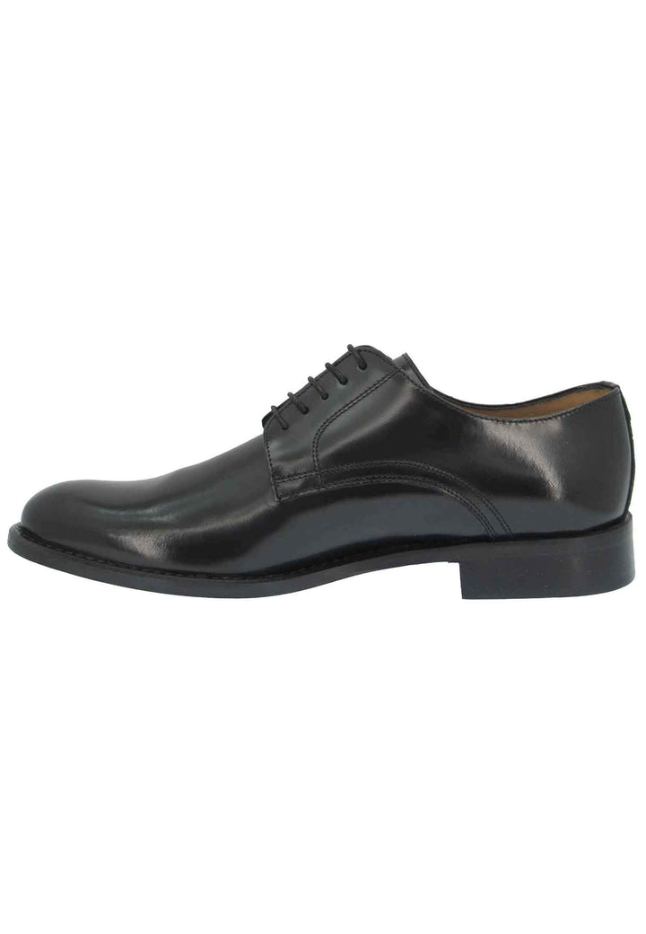Spatarella Scarpe stringate uomo in pelle nera lucida con suola e tacco in cuoio Shopping Online