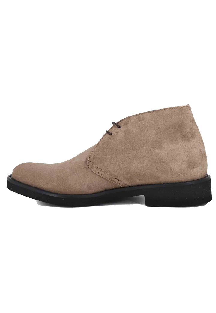 Spatarella Polacchine uomo in camoscio beige con suola in gomma ultra leggera Novità