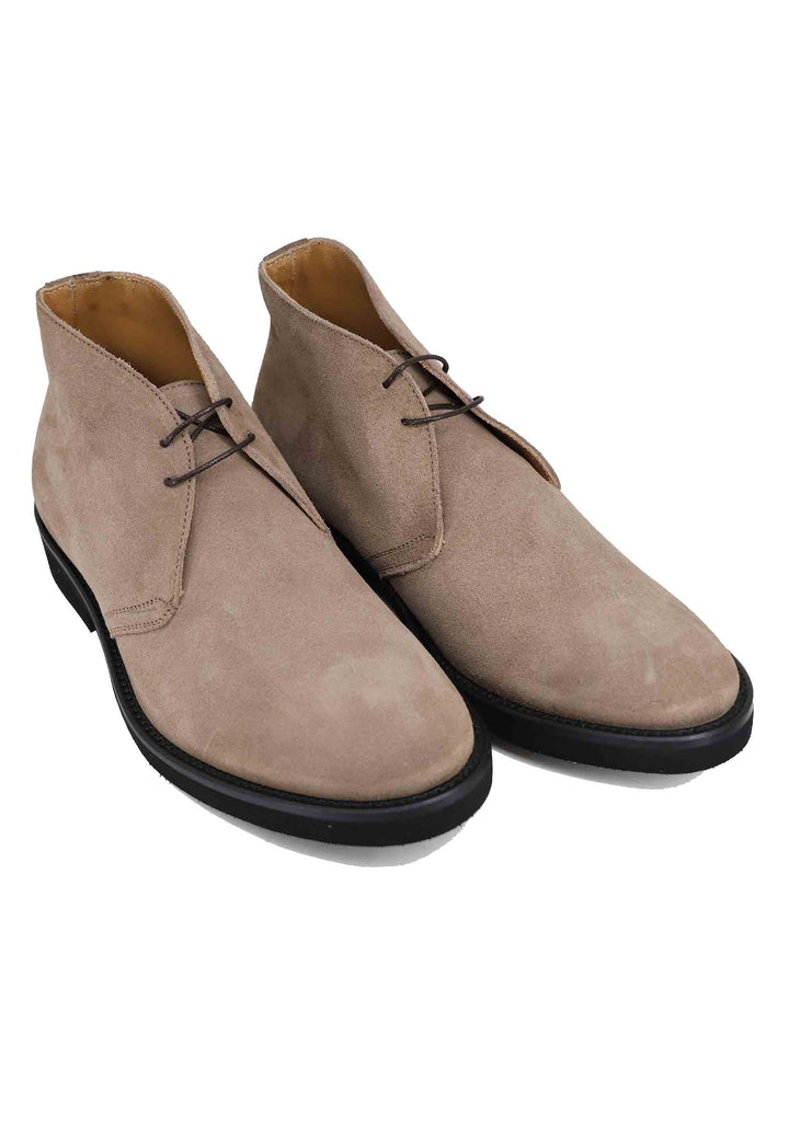 Spatarella Polacchine uomo in camoscio beige con suola in gomma ultra leggera Novità