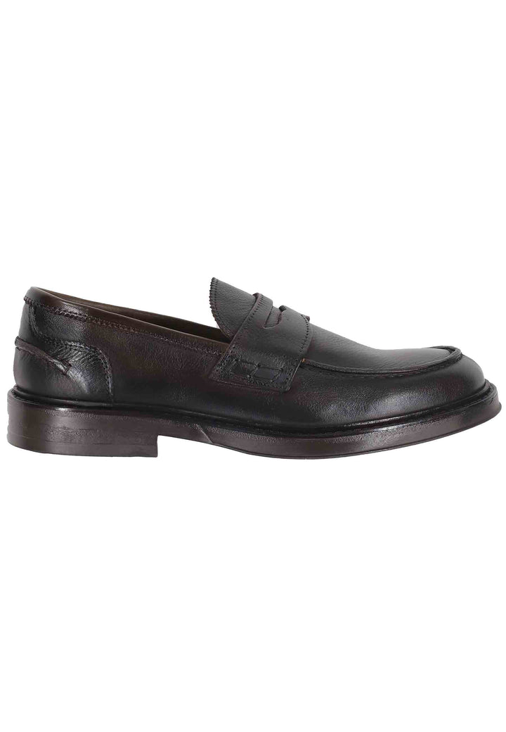 Spatarella Mocassini uomo in pelle testa di moro con suola in gomma Sconto