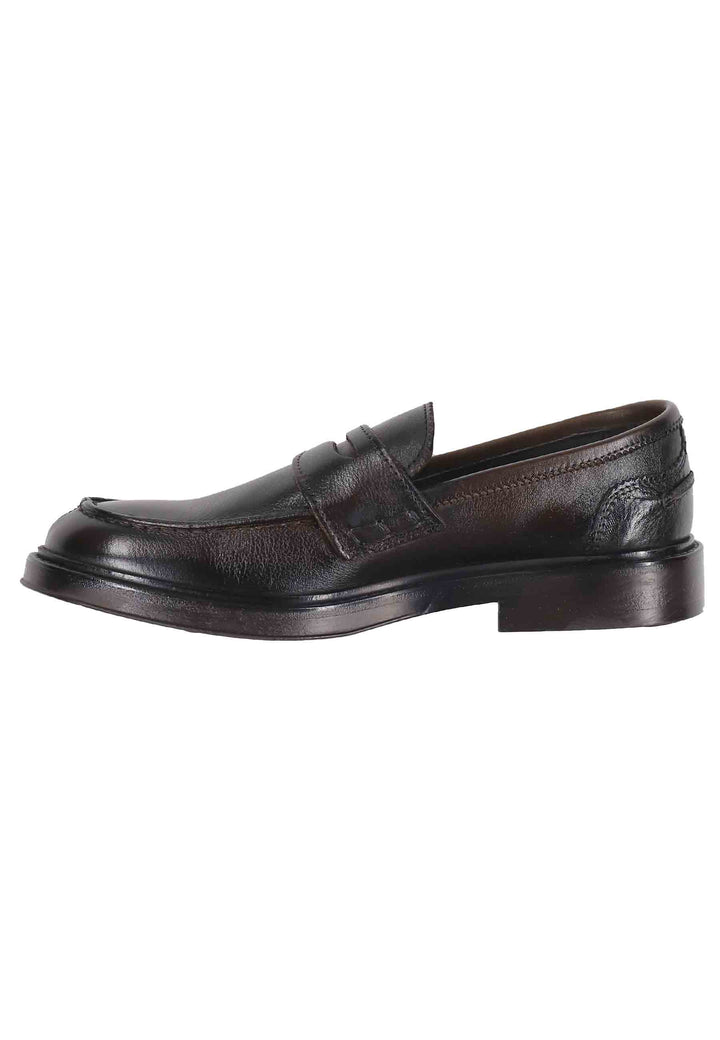Spatarella Mocassini uomo in pelle testa di moro con suola in gomma Sconto