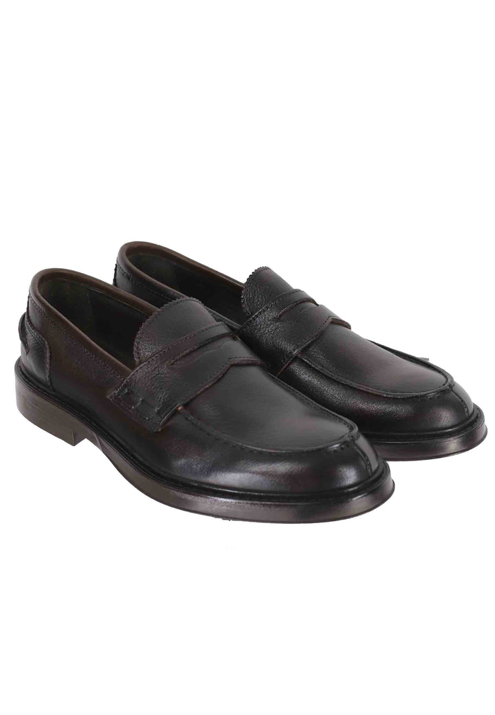 Spatarella Mocassini uomo in pelle testa di moro con suola in gomma Sconto