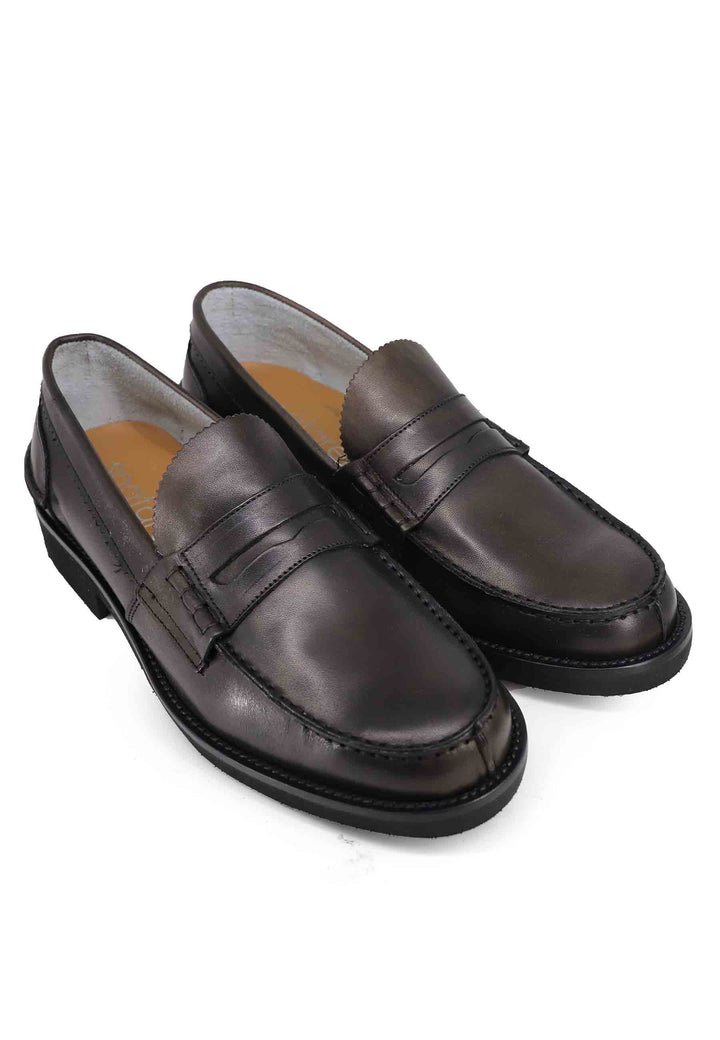 Spatarella Mocassini uomo in pelle testa di moro con suola in gomma extra light Offerta
