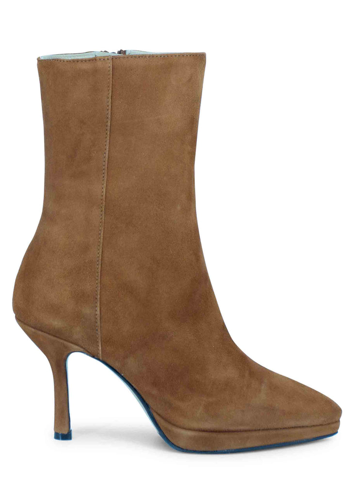 Spatarella Stivaletti donna in camoscio cuoio con tacco e plateau Saldi