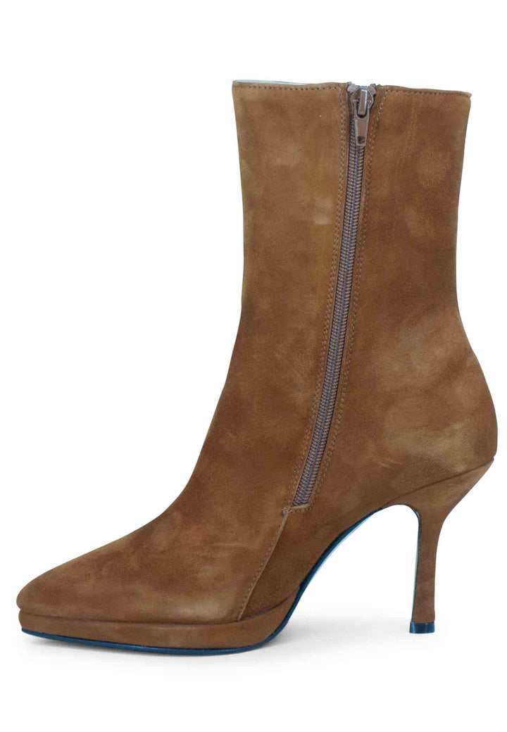 Spatarella Stivaletti donna in camoscio cuoio con tacco e plateau Saldi