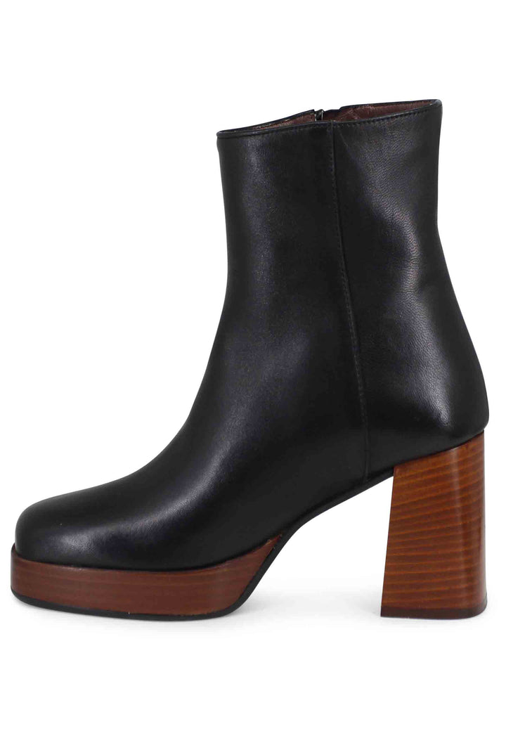 Spatarella Stivaletti donna in pelle nera con tacco alto e plateau con zip esterna Negozio