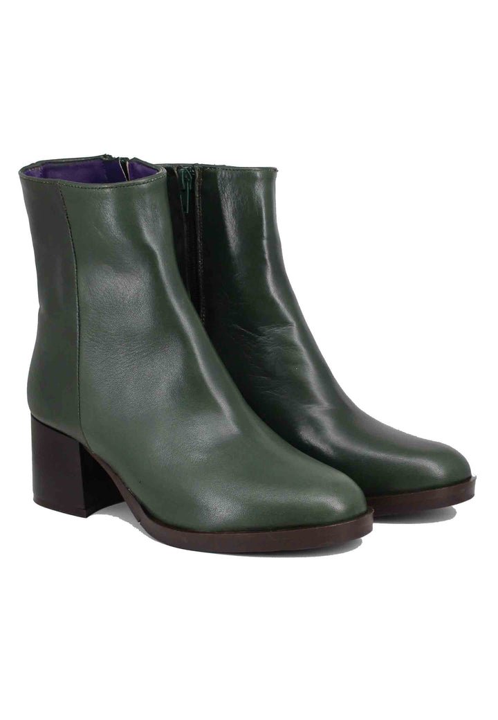 Spatarella Stivaletti donna in pelle verde tacco basso Negozio online di fabbrica