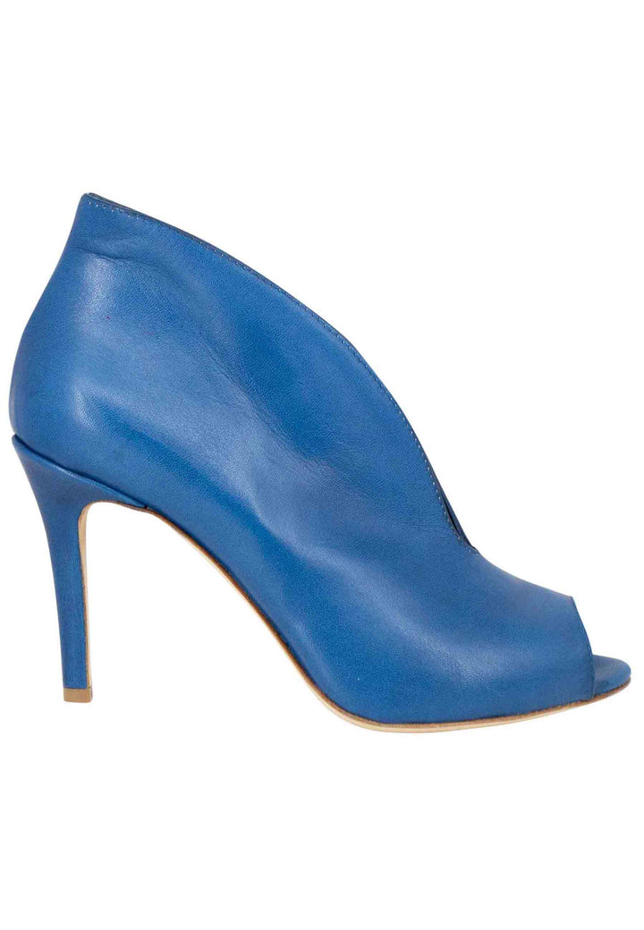 Spatarella Stivaletti open toe donna in pelle blu denim tacco alto Prezzo di fabbrica