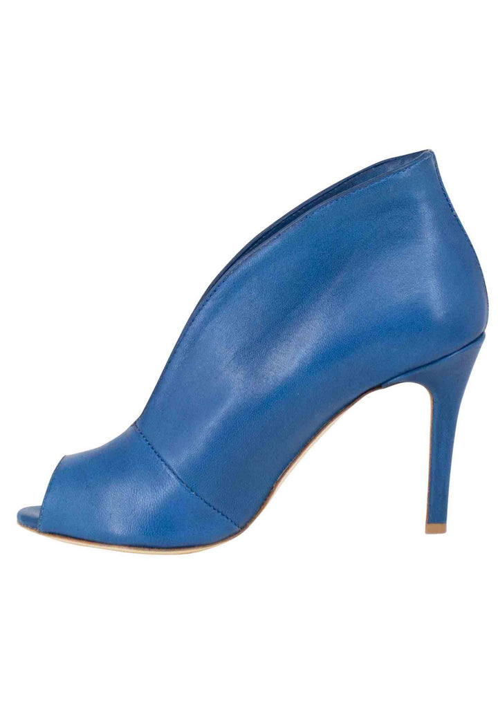 Spatarella Stivaletti open toe donna in pelle blu denim tacco alto Prezzo di fabbrica