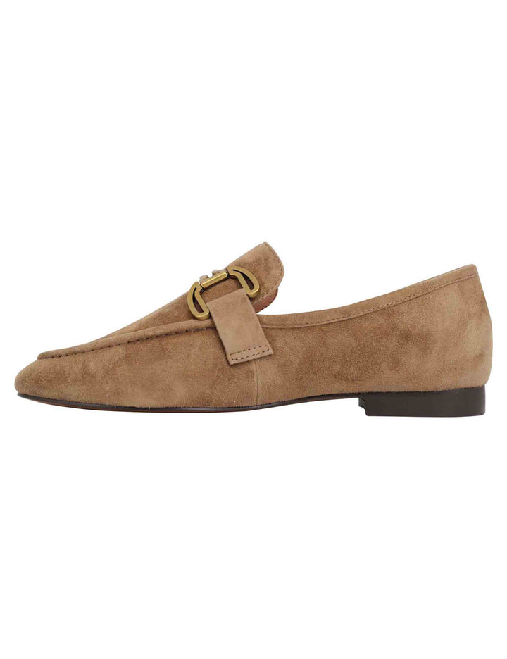 Spatarella Mocassini donna in camoscio taupe con mosetto e tacco basso Zagreb Fornitura limitata