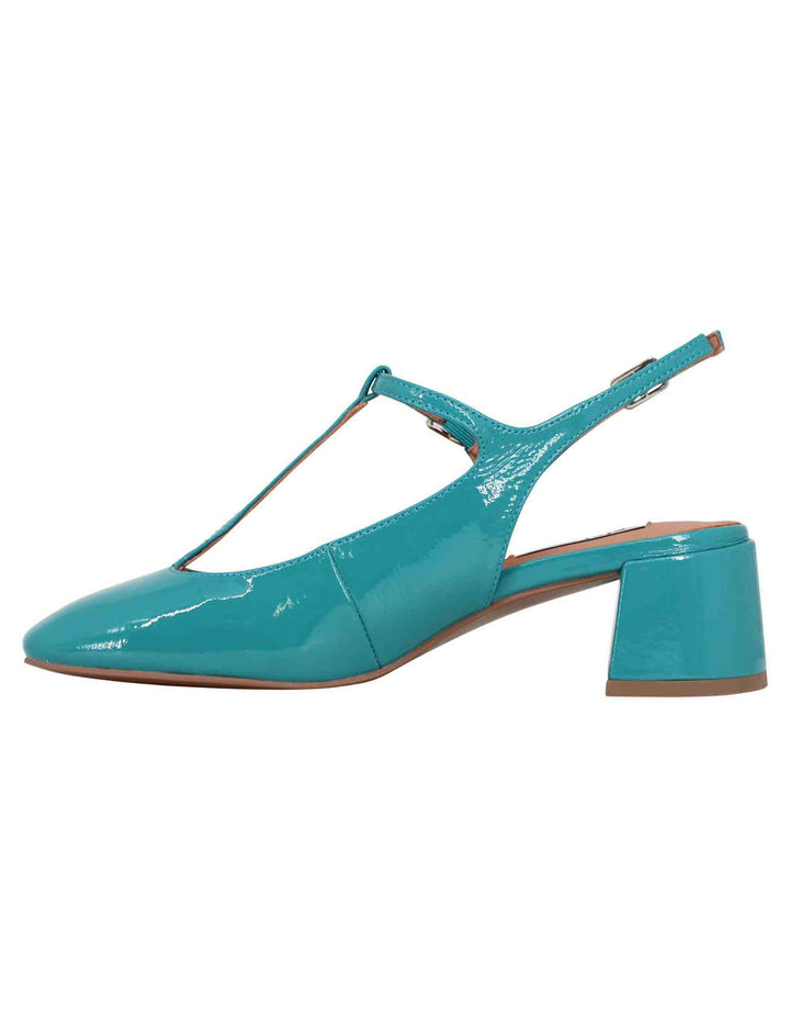 Spatarella Decollete slingback donna in vernice turchese con doppio cinturino Mignon Shopping online