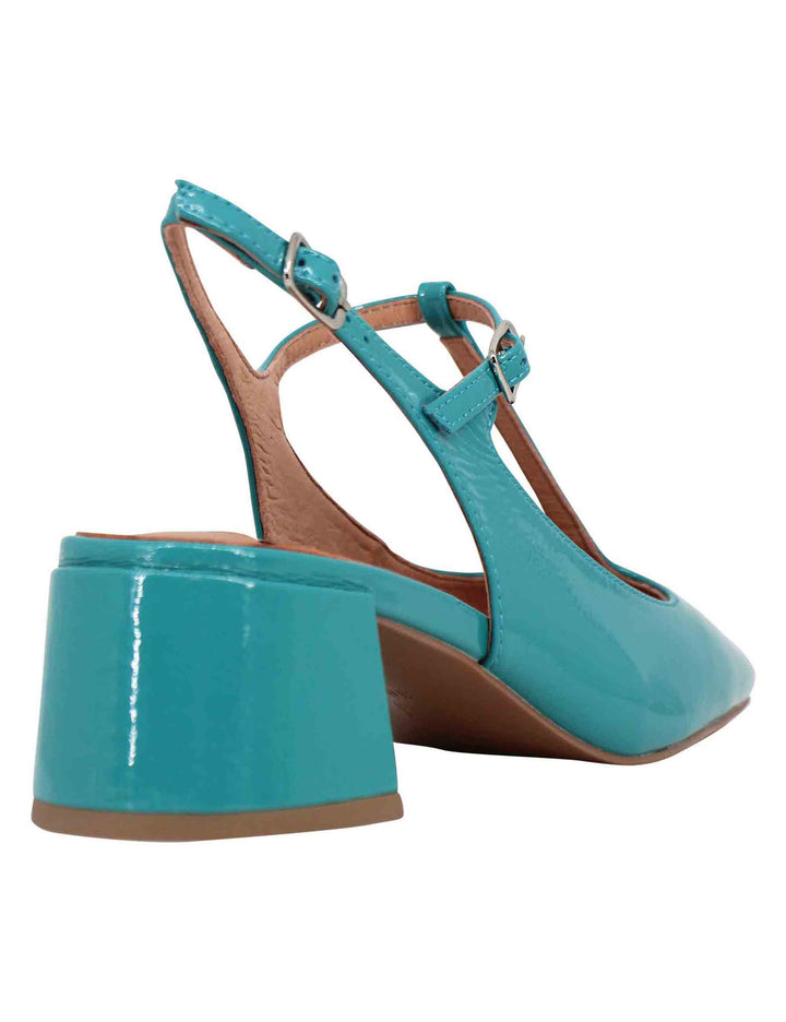 Spatarella Decollete slingback donna in vernice turchese con doppio cinturino Mignon Shopping online