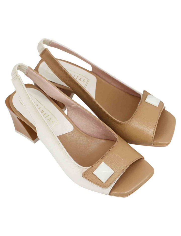 Spatarella Sandali slingback donnain pelle panna con fibbia laterale Offerta esclusiva