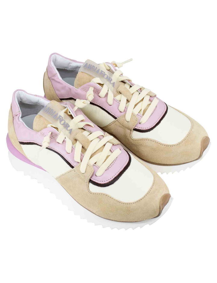 Spatarella Sneakers donna in pelle e camoscio beige Black Friday