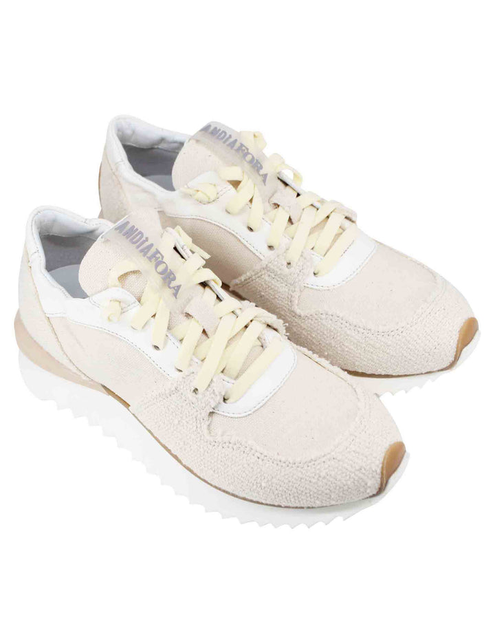 Spatarella Sneakers donna in pelle e tessuto beige Cyber Monday