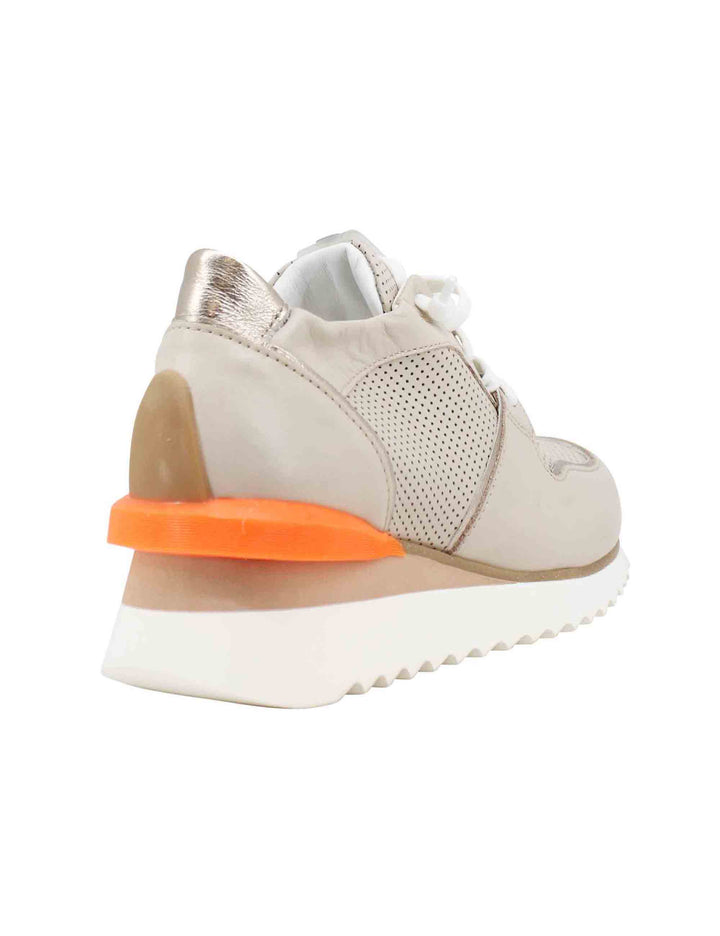Spatarella Sneakers donna in pelle beige con zeppa interna Offerta natalizia