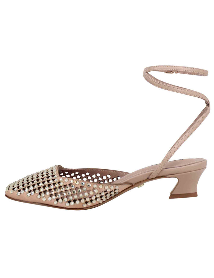 Spatarella Sandali slingback donna in pelle nude con strass e tacco basso Pia Offerta Giorno del Papà