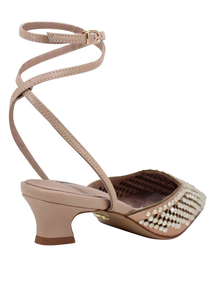 Spatarella Sandali slingback donna in pelle nude con strass e tacco basso Pia Offerta Giorno del Papà