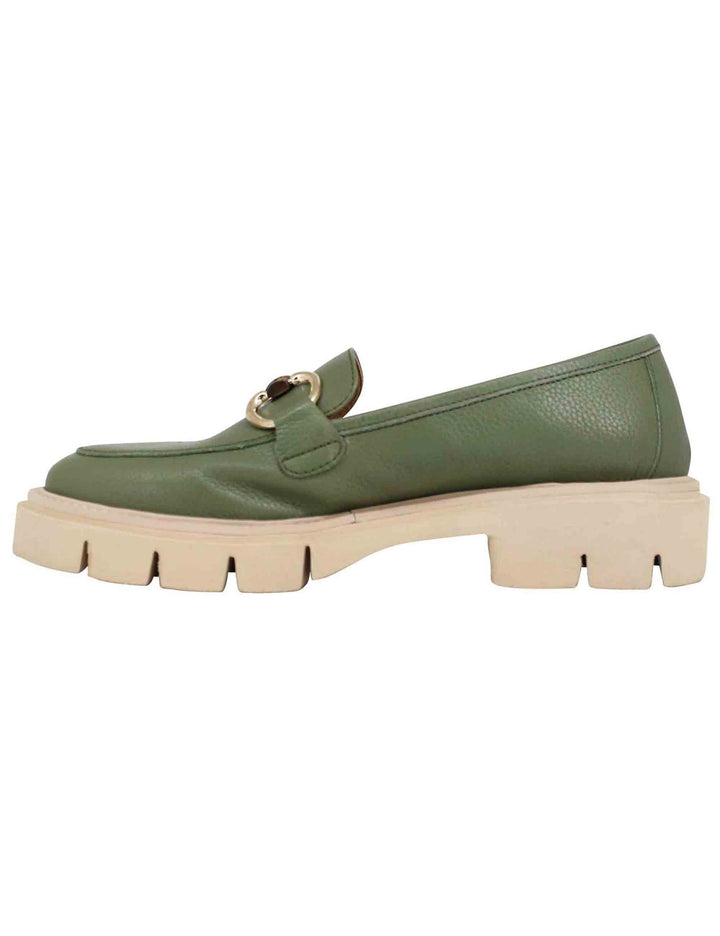 Spatarella Mocassini donna in pelle verde con suola carrarmato leggera Offerta San Valentino