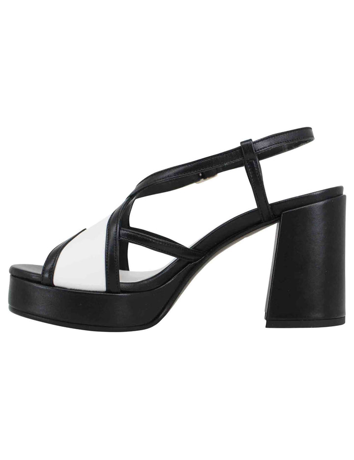 Spatarella Sandali slingback donna in pelle nera tacco alto e plateau Offerta Anniversario
