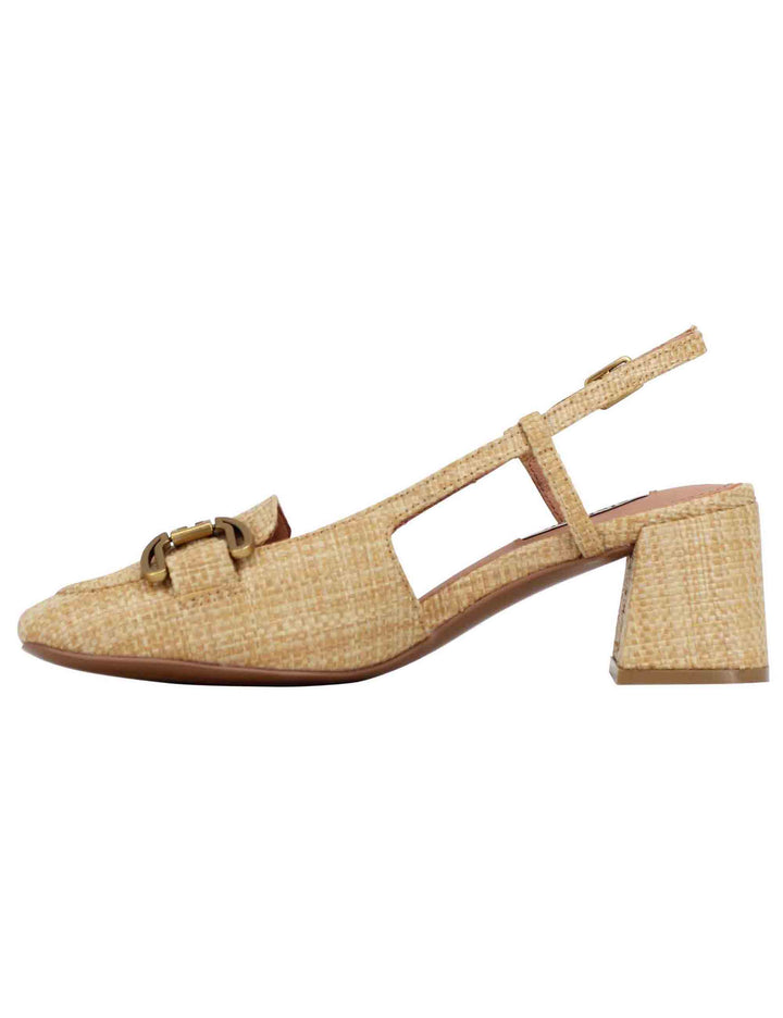 Spatarella Decollete slingback donna in tessuto naturale con fibbia Renée Vendita calda