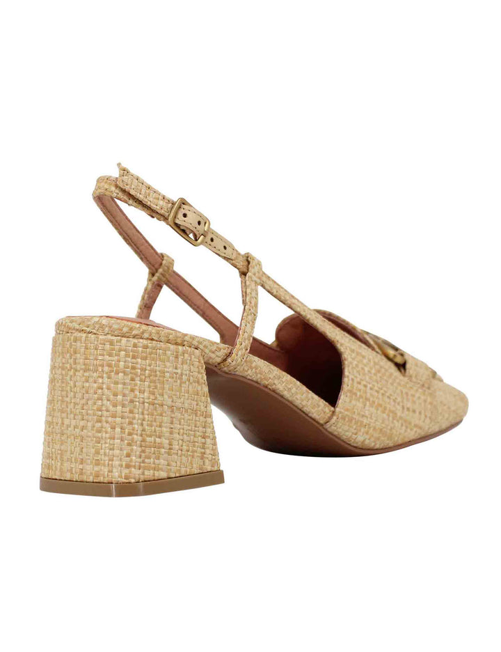 Spatarella Decollete slingback donna in tessuto naturale con fibbia Renée Vendita calda