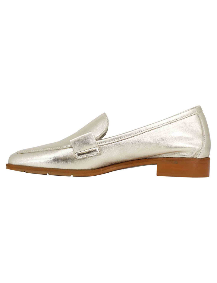 Spatarella Mocassini donna in pelle laminata platino con suola in gomma Offerta temporanea