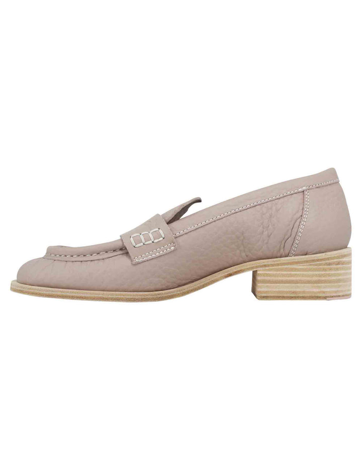 Spatarella Mocassini donna in pelle beige con vaschettone e suola in cuoio Lightning offer
